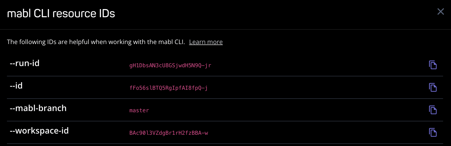 CLI resource IDs