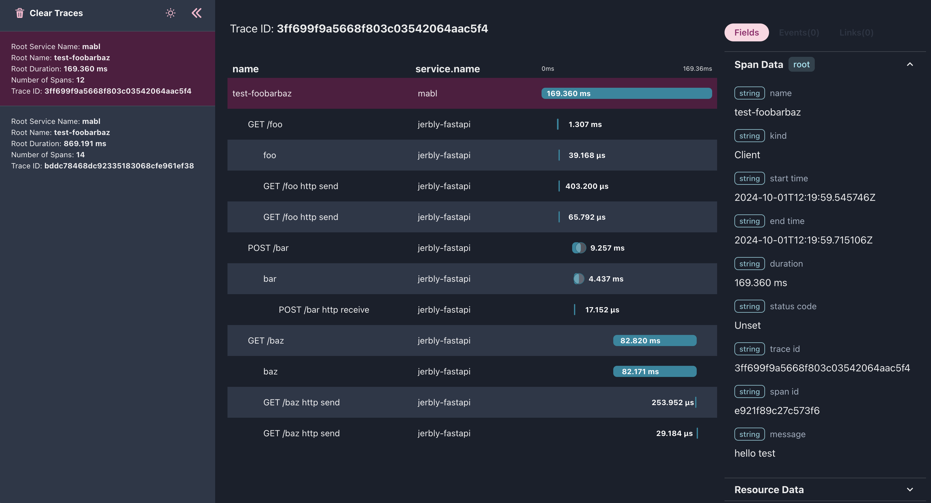 otel-desktop-viewer trace