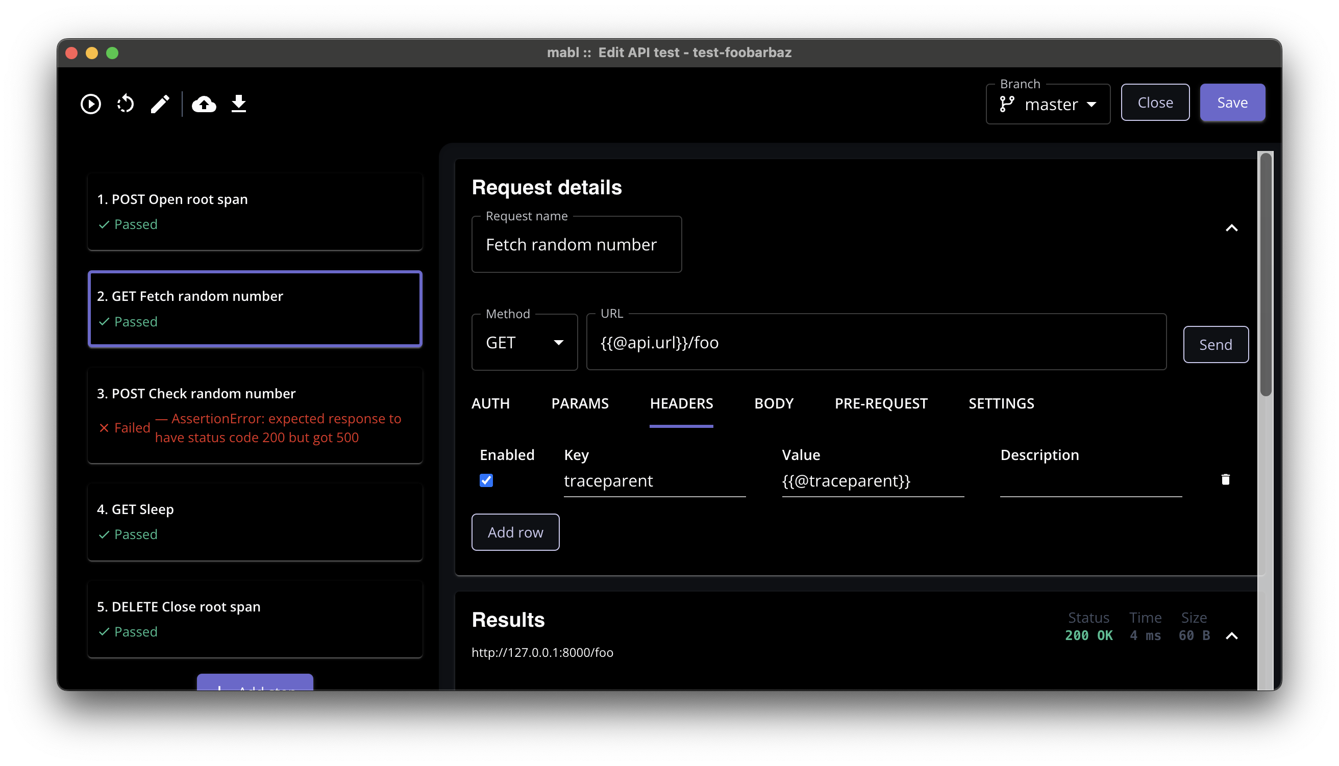 mabl traceparent header